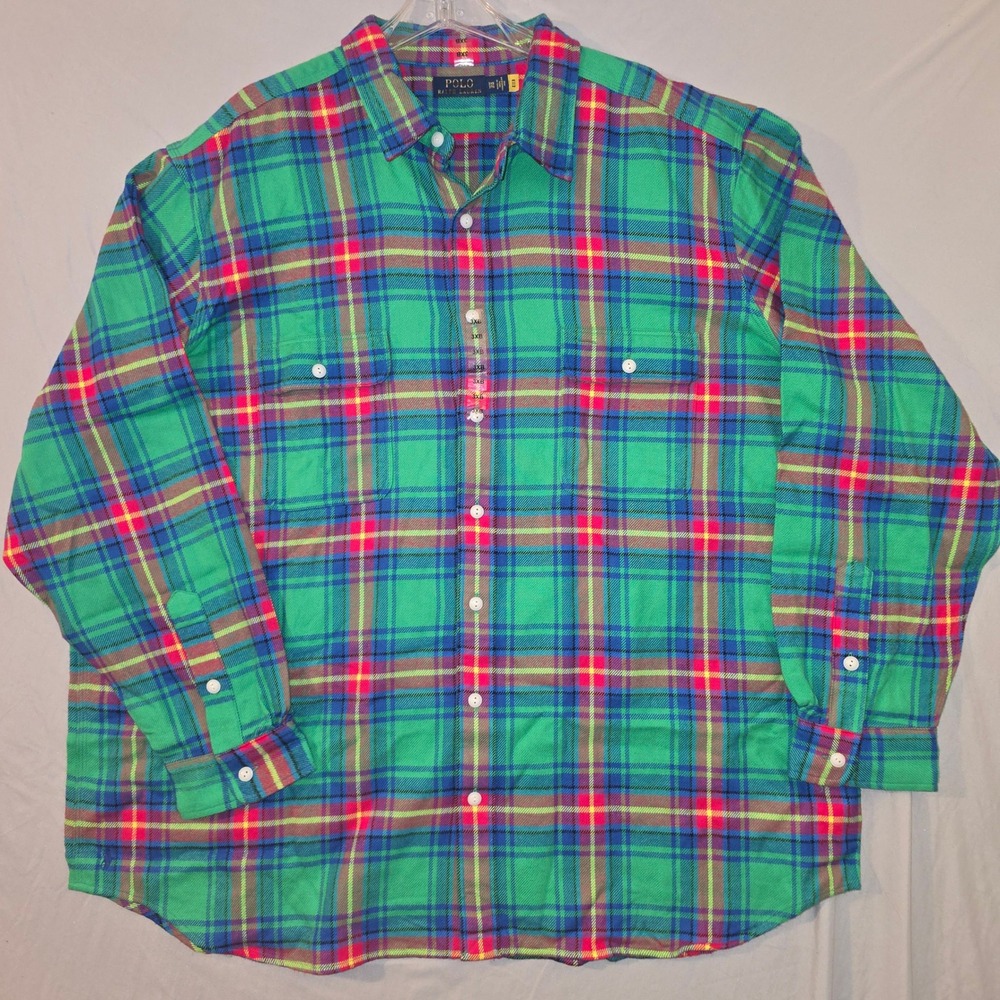 Polo Ralph Lauren Flannel Shirt 3XB Mens Green Blue Pink Plaid Button Down NEW
